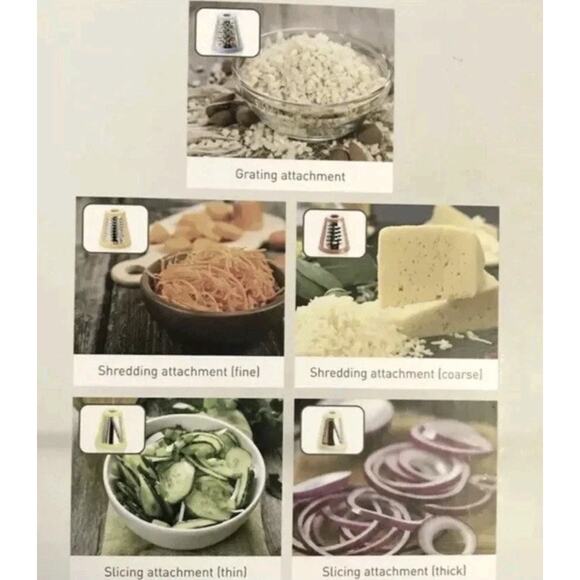 SilverCrest Electric Grater 5in1 Salad Slicer Fruit Cutter Vegetable Cheese Etc - Picture 7 of 8